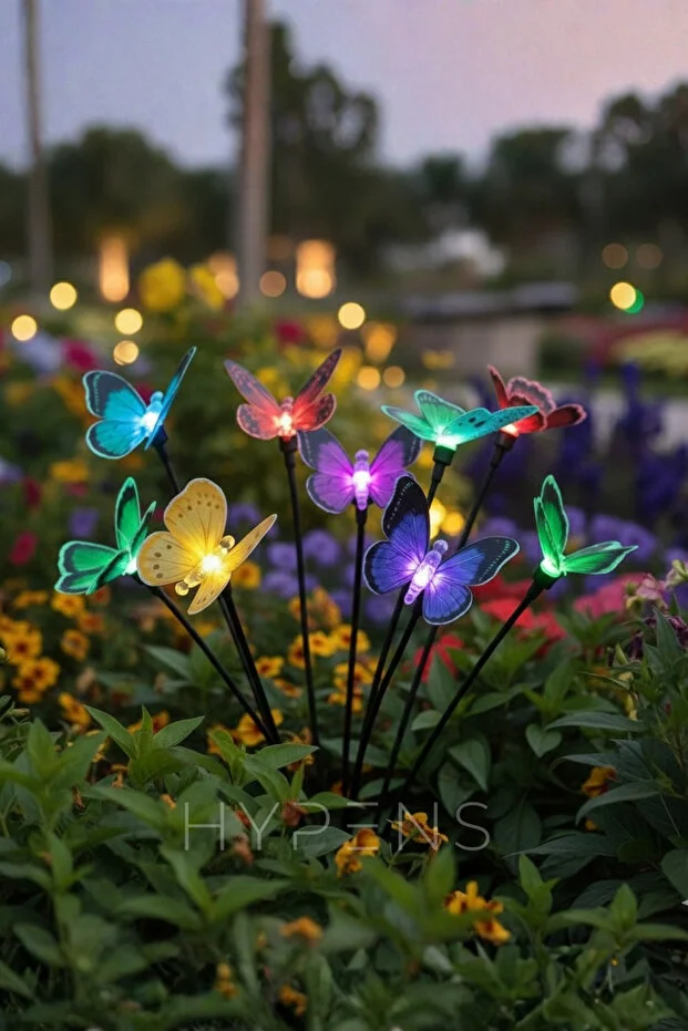 6 Led'li Renkli KELEBEK Güneş Enerjili Bahçe Aydınlatması